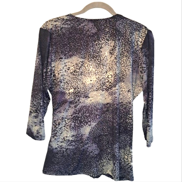 Tango Mango Wrap Style V Neck Patterned Blouse Size Large - Picture 2 of 6